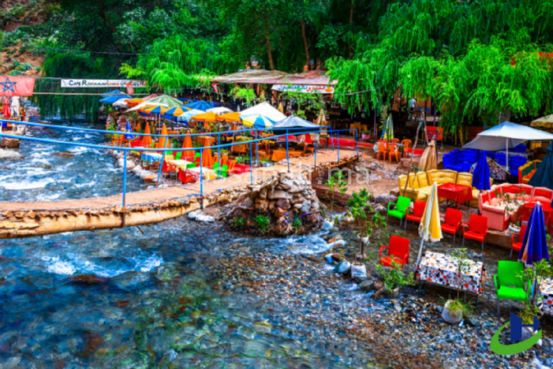 Ourika Valley with river and mountains