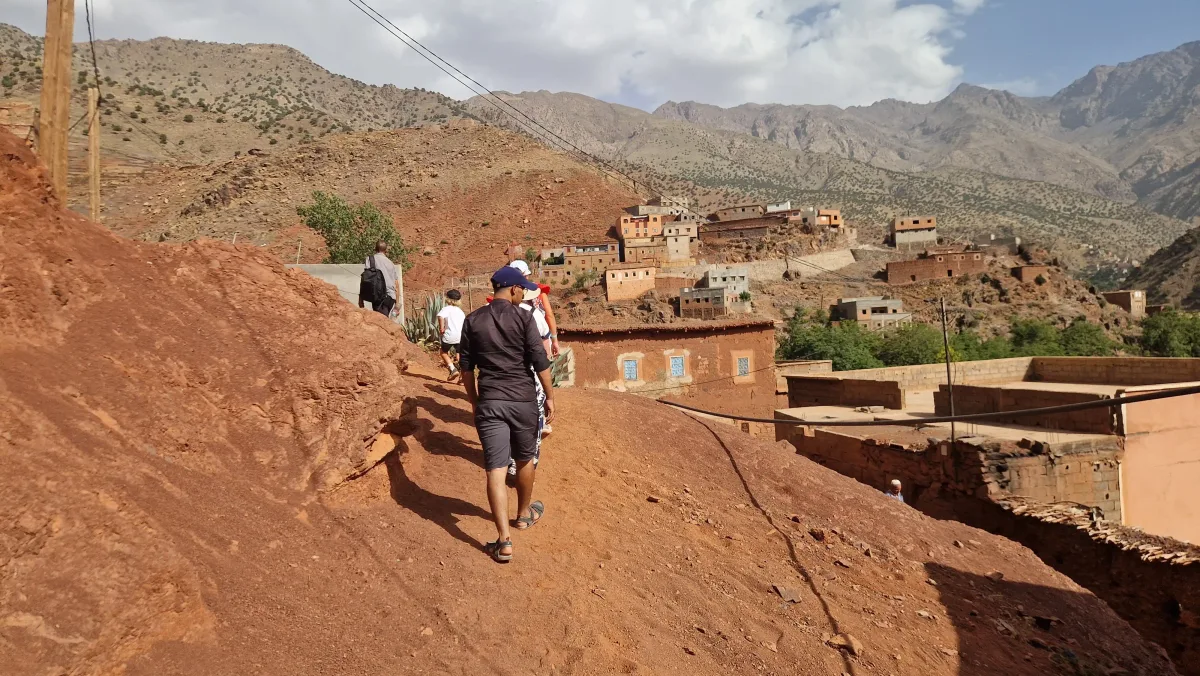 Hikers on a Morocco hiking tour in the High Atlas Mountains